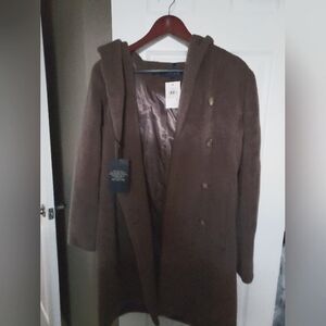 NWT Cole Haan Brown Faux Fur Coat